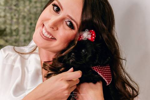 noiva com a filha de quatro patas'