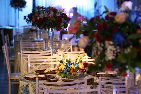 Detalhe da decoração das mesas'