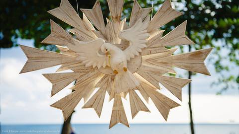 Detalhes da decoração do casamento na Praia'