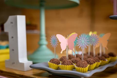 decoração festa infantil tema primavera flores de papel colorida Brasília papel e tesoura personalizada'