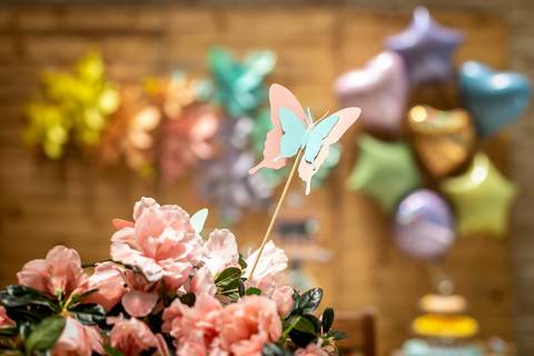 decoração festa infantil tema primavera flores de papel colorida Brasília papel e tesoura personalizada'