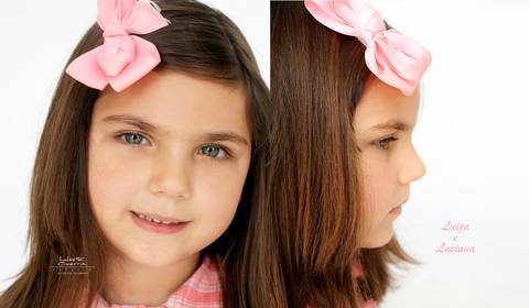 Menina com vestido cor de rosa'