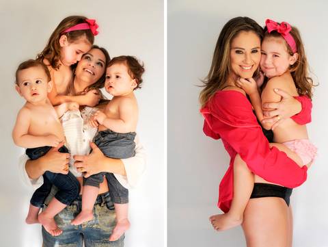 Ensaio fotográfico de mãe com filhos'