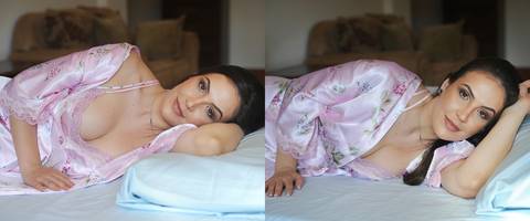 Mulher de cabelos escuros posando para foto.'