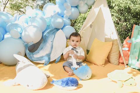 Ensaio de Acompanhamento de bebê. Evelyn Moura Fotografia. Fotógrafa em Niterói, Rio de Janeiro. Newborn. Festa infantil - Smash the cake - Smash the fruit - bebê - ensaio de 1 ano - viral - fundo do mar - festa de aniversário'