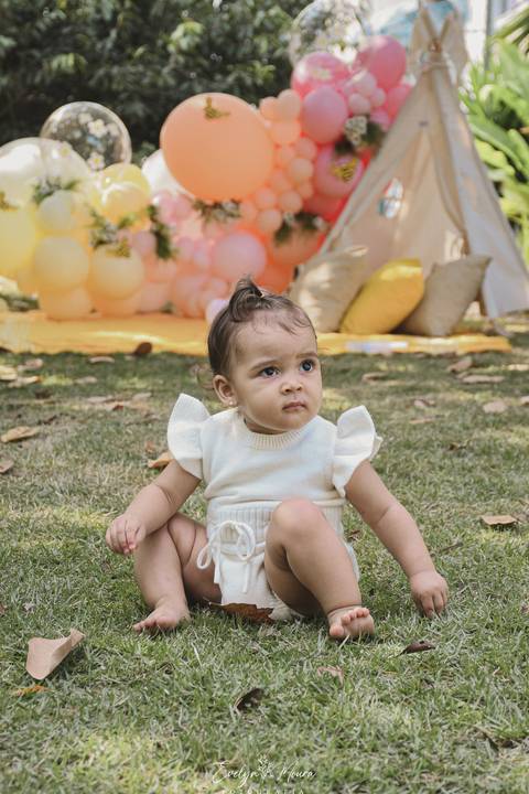 Ensaio de Acompanhamento de bebê. Evelyn Moura Fotografia. Fotógrafa em Niterói, Rio de Janeiro. Newborn. Festa infantil - Smash the cake - Smash the fruit - bebê - ensaio de 1 ano - viral - tema margarida - tema abelhinha '