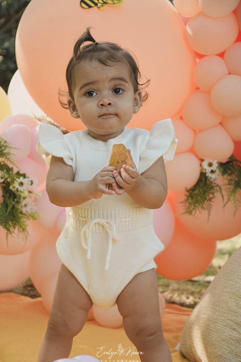 Ensaio de Acompanhamento de bebê. Evelyn Moura Fotografia. Fotógrafa em Niterói, Rio de Janeiro. Newborn. Festa infantil - Smash the cake - Smash the fruit - bebê - ensaio de 1 ano - viral - tema margarida - tema abelhinha '