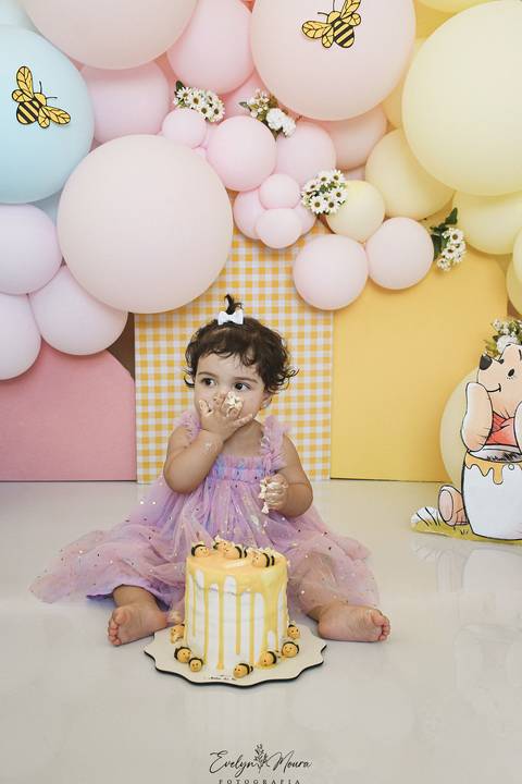 Ensaio de Acompanhamento de bebê. Evelyn Moura Fotografia. Fotógrafa em Niterói, Rio de Janeiro. Newborn. Festa infantil - Smash the cake - Smash the fruit - bebê - ensaio de 1 ano - viral - disney - festa de aniversário - branca de neve - ursino pooh'