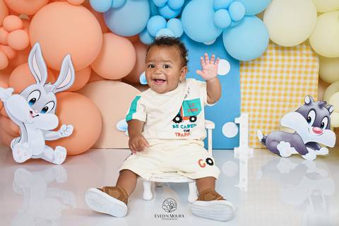 Ensaio de Acompanhamento de bebê. Evelyn Moura Fotografia. Fotógrafa em Niterói, Rio de Janeiro. Newborn. Festa infantil - Smash the cake - Smash the fruit - bebê - ensaio de 1 ano - viral - disney - festa de aniversário - baby looney tunes'