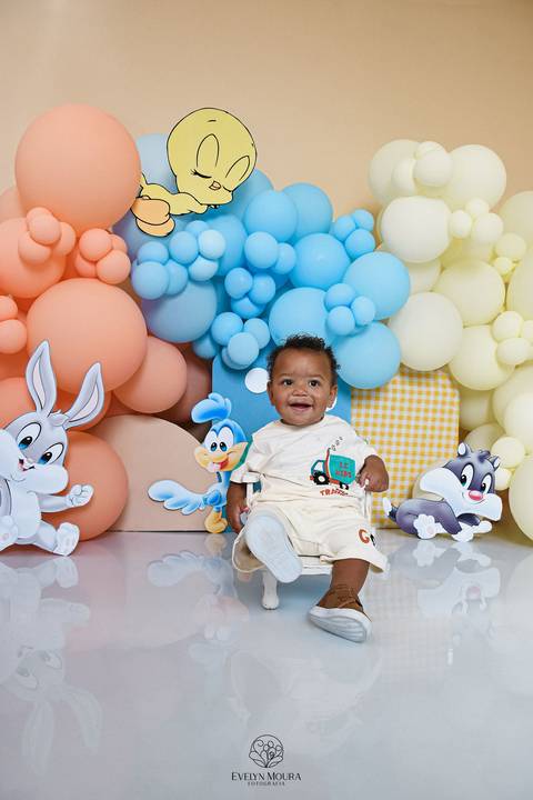 Ensaio de Acompanhamento de bebê. Evelyn Moura Fotografia. Fotógrafa em Niterói, Rio de Janeiro. Newborn. Festa infantil - Smash the cake - Smash the fruit - bebê - ensaio de 1 ano - viral - disney - festa de aniversário - baby looney tunes'