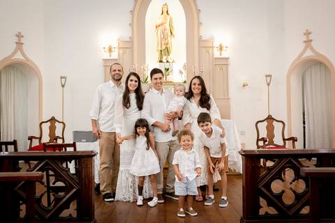 primos no batizado'