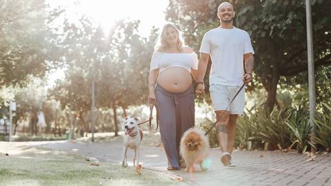 kat, Cleb, Simba e Maya, seus puts no ensaio gestante'