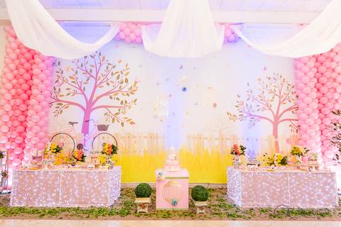 decoração, jardim, pássaros, 1 aninho, rosa, menina, luzes, tironi bambini, xic '