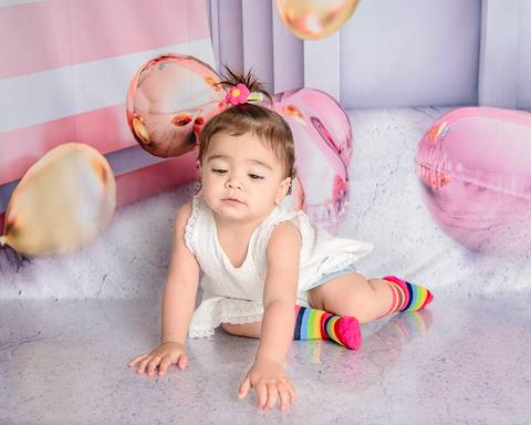 Smash the cake Barra Mansa Fotografia Fotografo Festa Infantil 1 Ano circo rosa'