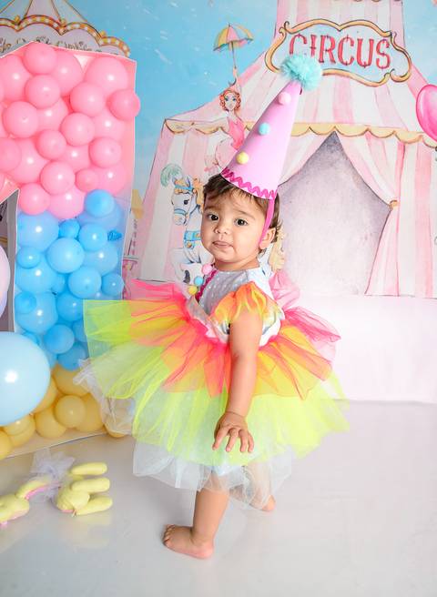 Smash the cake Barra Mansa Fotografia Fotografo Festa Infantil 1 Ano circo rosa'