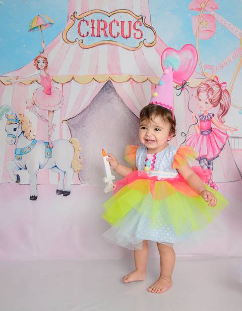 Smash the cake Barra Mansa Fotografia Fotografo Festa Infantil 1 Ano circo rosa'