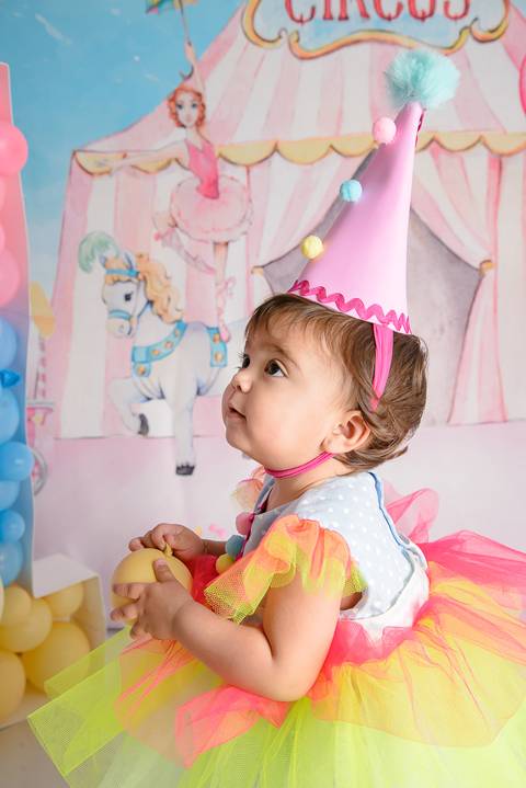 Smash the cake Barra Mansa Fotografia Fotografo Festa Infantil 1 Ano circo rosa'