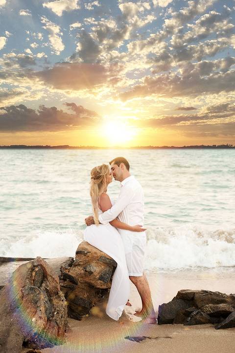 Por do sol e troca de olhares
'