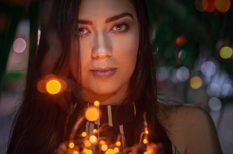 foto com leds na noite'