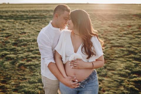 Ensaio de gestante no campo '