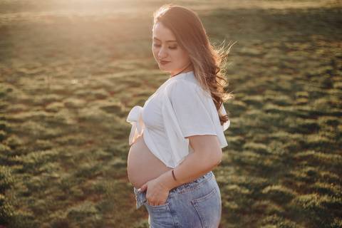 Ensaio de gestante no campo '