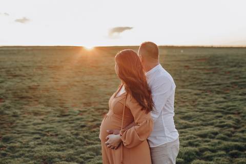 Ensaio de gestante no campo '