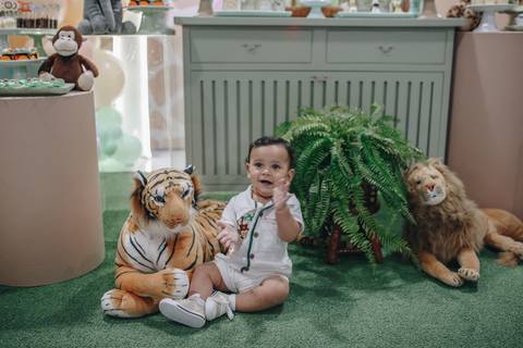 Festa de 1 ano com decoração de safari '