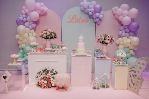 Aniversário de 7 anos com tema de jardim'