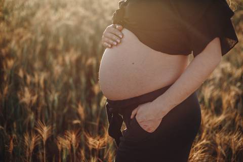 ensaio gestante no campo'