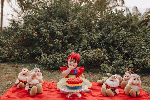 Smash Cake com tema da branca de neve'