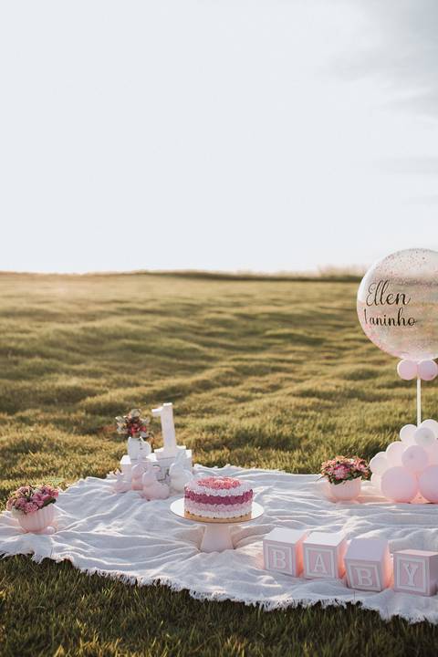 Smash the cake para menina no campo'