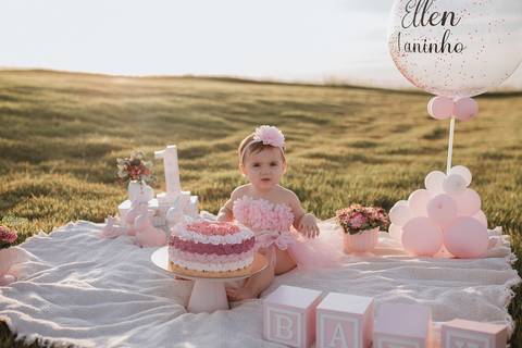 Smash the cake para menina no campo'