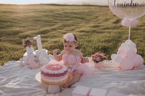 Smash the cake para menina no campo'