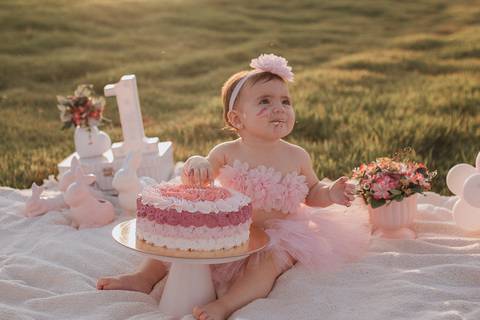 Smash the cake para menina no campo'