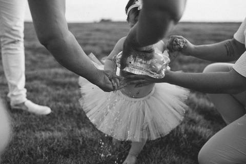 Smash the cake para menina no campo'