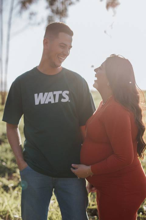 Ensaio de gestante no campo '