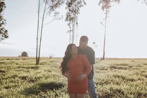 Ensaio de gestante no campo '