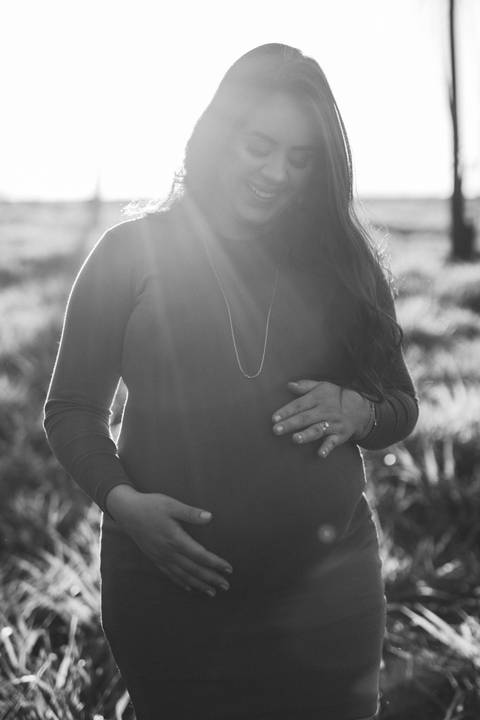 Ensaio de gestante no campo '