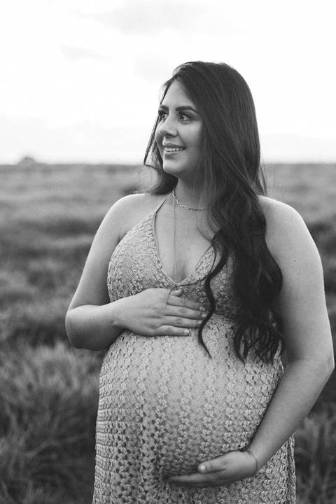 Ensaio de gestante no campo '