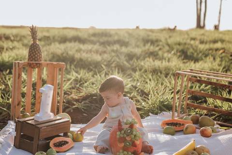 decoração com frutas para menino no campo '