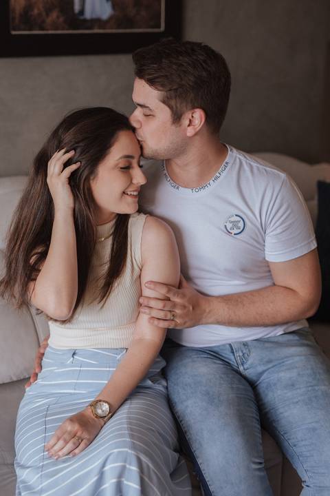 Ensaio de casal em casa'