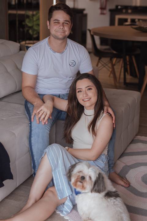 Ensaio de casal em casa'