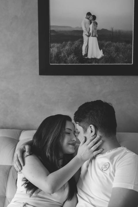 Ensaio de casal em casa'