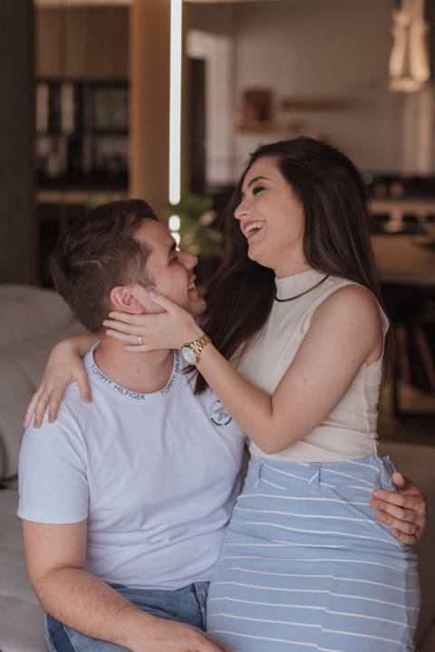 Ensaio de casal em casa'