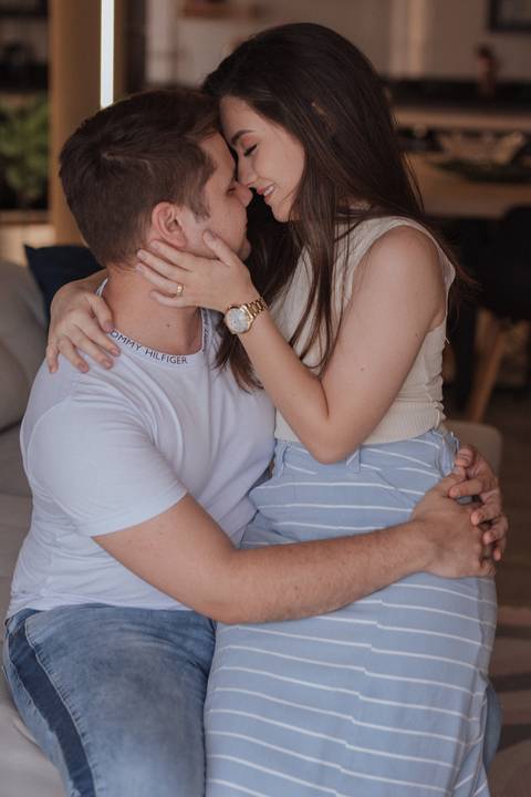 Ensaio de casal em casa'