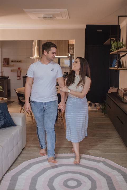 Ensaio de casal em casa'