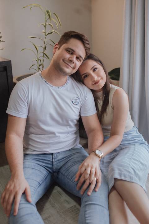 Ensaio de casal em casa'