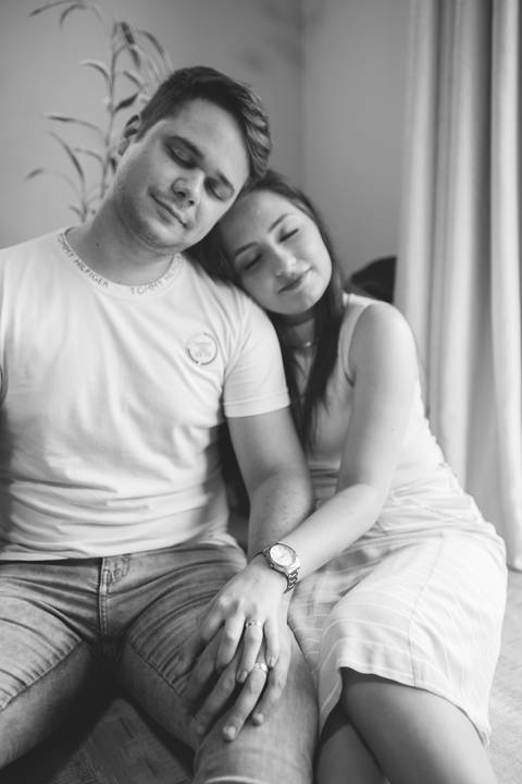 Ensaio de casal em casa'