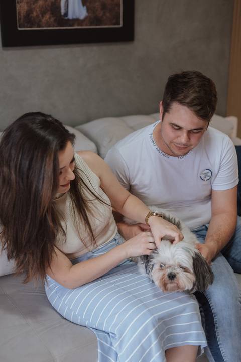 Ensaio de casal em casa'
