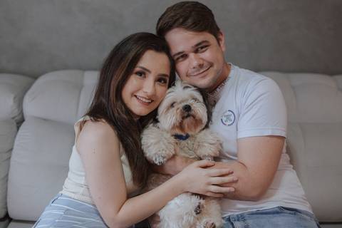 Ensaio de casal em casa'